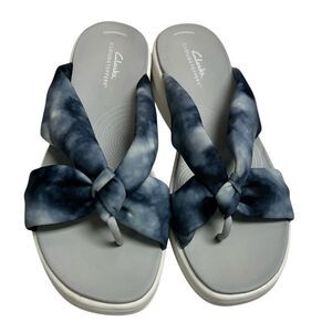 Clarks Cloudsteppers Women’s Knotted Tie Dye Slide Wedge Sandals size 9.5